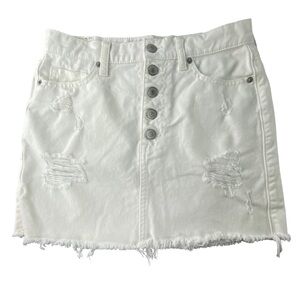 Aeropostale white distressed raw hem button front mini skirt, 2